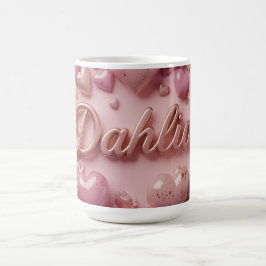 Pastell-Dahlien-Blüten-Kunst mit Herzen Kaffeetasse