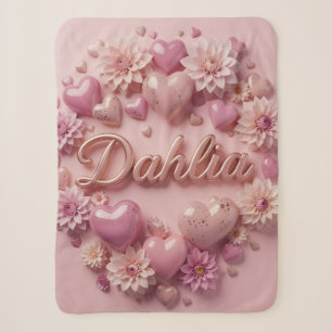 Pastell-Dahlien-Blüten-Kunst mit Herzen Sherpadecke