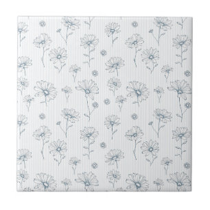 Pastell-Daisy-Linienkunst-Streifen (2) Fliese