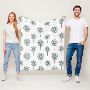 Pastell-Daisy-Linienkunst-Streifen Fleecedecke