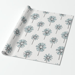 Pastell-Daisy-Linienkunst-Streifen Geschenkpapier