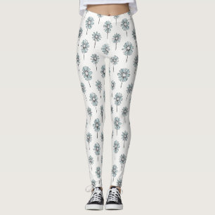 Pastell-Daisy-Linienkunst-Streifen Leggings