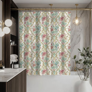 Pastell-Damask-Duschvorhang Eleganter Vintage-Look Duschvorhang
