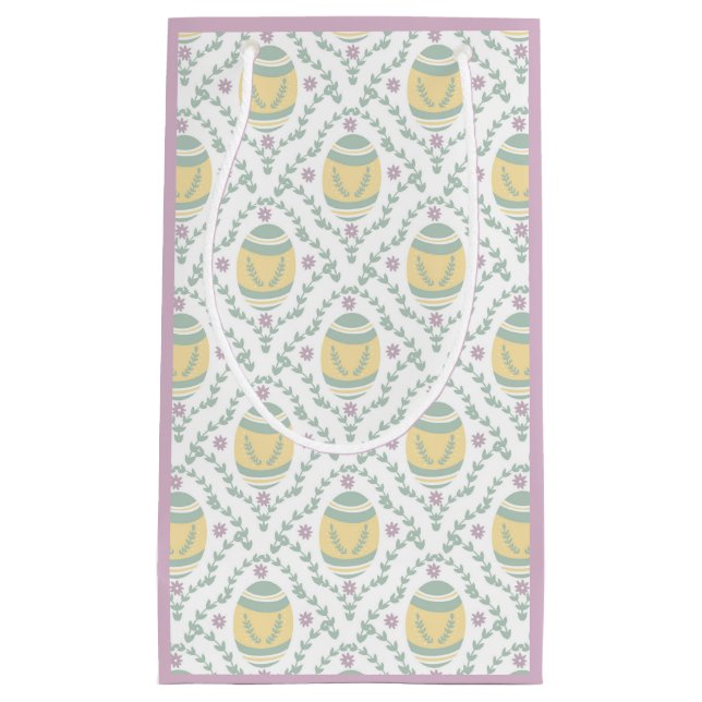Pastell Damask Ostereier Muster Geschenktasche Kleine Geschenktüte (Vorderseite)