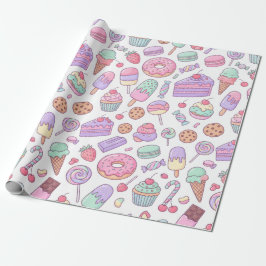 Pastell-Dessert-Süßigkeiten-Geschenkverpackungspap Geschenkpapier