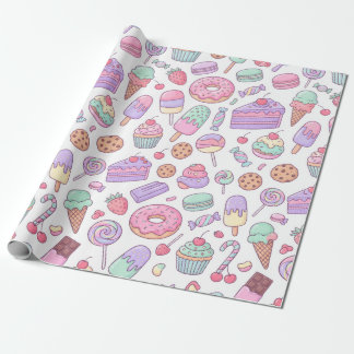 Pastell-Dessert-Süßigkeiten-Geschenkverpackungspap Geschenkpapier
