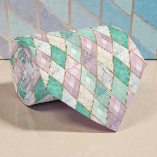 Pastell-Diamantmuster-Schlips Krawatte