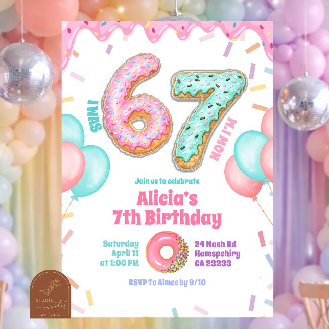 Pastell-Donut 67 Mädchen-Geburtstagsfeier Einladung (Von Creator hochgeladen)