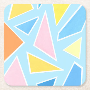 Pastell-Dreiecke auf blassblau Rechteckiger Pappuntersetzer
