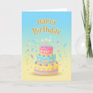 Pastell-Drip-Cake-Geburtstagskarte Karte
