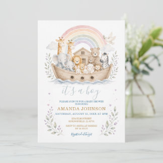 Pastell-Einladung zur Babyparty mit Noahs Arche Einladung