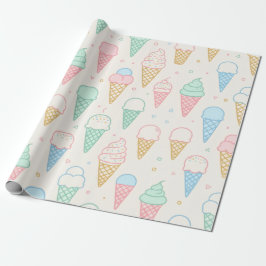Pastell-Eiscreme-Kegel-Süß-Geschenkverpackungspapi Geschenkpapier