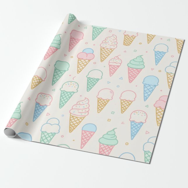 Pastell-Eiscreme-Kegel-Süß-Geschenkverpackungspapi Geschenkpapier (Ungerollt)