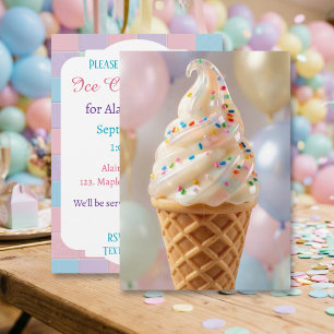 Pastell-Eiscreme-Party Einladung