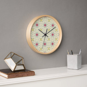 Pastell Elegantes Retro-Geometrisches Muster Uhr