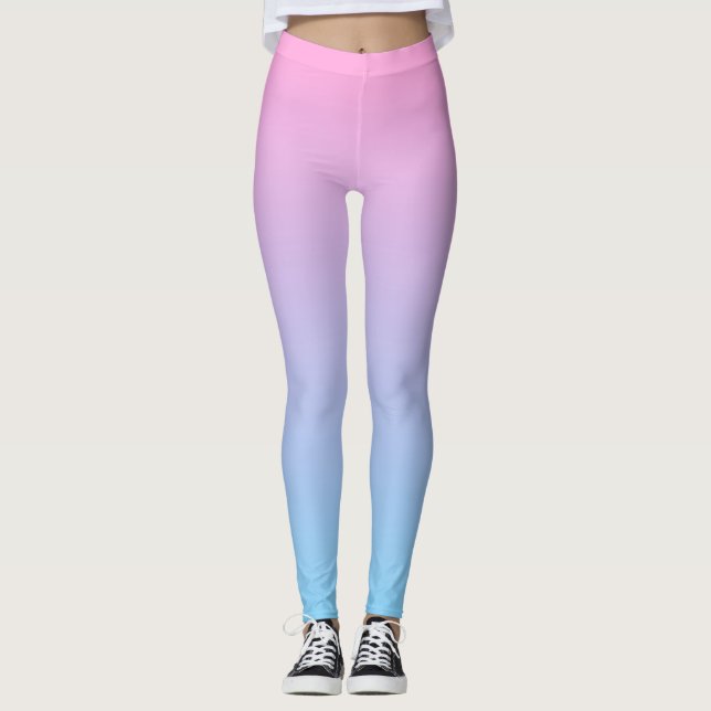 Pastell erblassen Sie - rosa und blaue Steigung Leggings (Vorderseite)