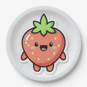 Pastell-Erdbeer-Ästhetik-Aufkleber – Süße Frucht I Pappteller