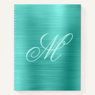 Pastell-Fancy-Monogramm Türkisfolie Notizbuch