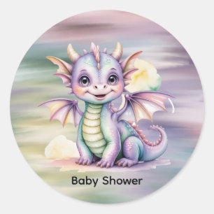 Pastell-Fantasie-Drachen-Baby-Party Runder Aufkleber
