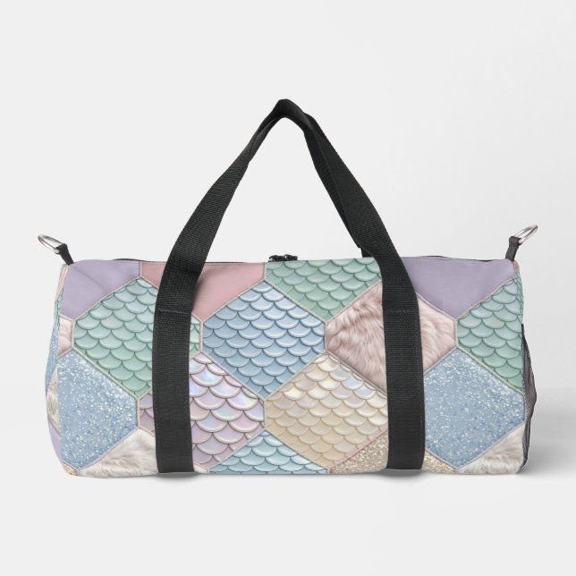 Pastell-Farben Whimsical Märchen-Patchwork-Reiseta Duffle Bag (Vorderseite)