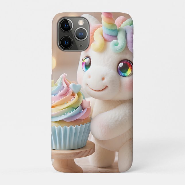 Pastell-Farbene Einhorn mit Regenbogen-Cupcake Case-Mate iPhone Hülle (Rückseite)