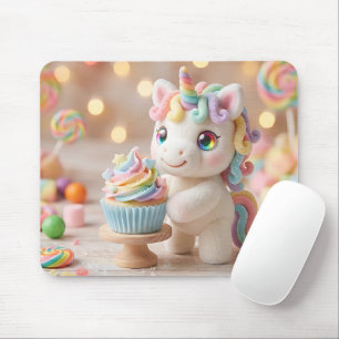Pastell-Farbene Einhorn mit Regenbogen-Cupcake Mousepad