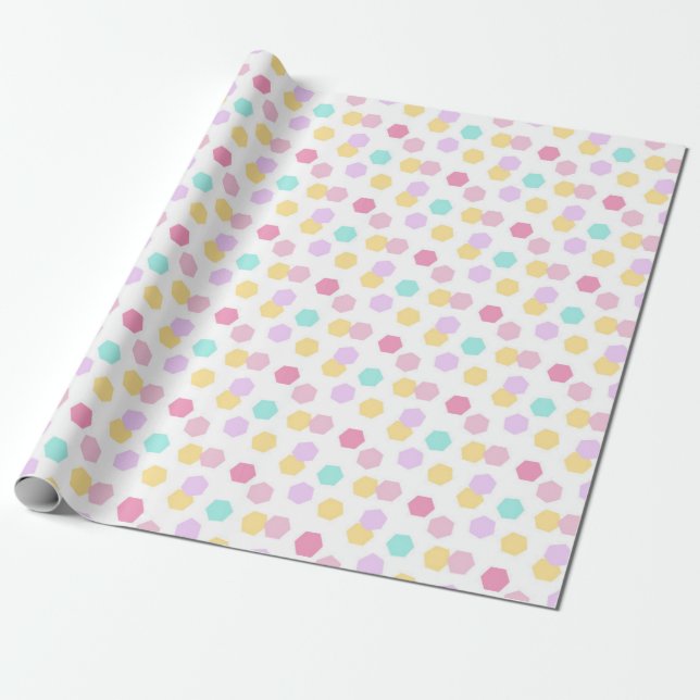 Pastell-farbiges Hexagon-Regenbogenwrapping-Papier Geschenkpapier (Ungerollt)