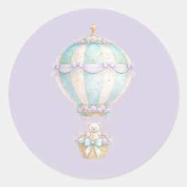 Pastell-Feinmärchen-Heißluftballon-Hüllen-Siegel Runder Aufkleber