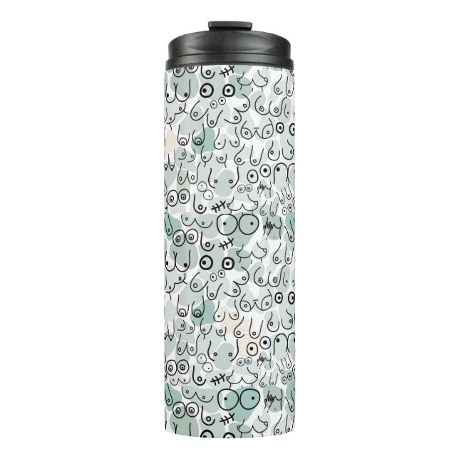 Pastell-feministische Brust Thermosbecher (Vorderseite)