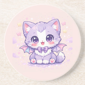 Pastell-Fledermaus-Kitty Kawaii Lavendel Flügel  Getränkeuntersetzer