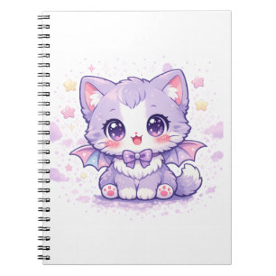 Pastell-Fledermaus-Kitty Kawaii Lavendel Flügel Notizblock