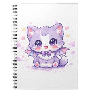 Pastell-Fledermaus-Kitty Kawaii Lavendel Flügel  Notizblock