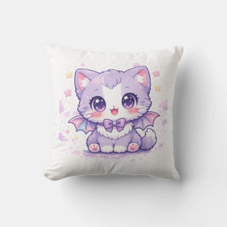Pastell-Fledermaus-Kitty  Kawaii-Lavendel-Flügelka Kissen