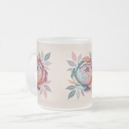 Pastell Floral Creme Mattiert Glass Tasse