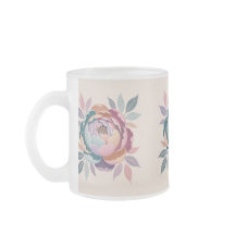 Pastell Floral Creme Mattiert Glass Tasse