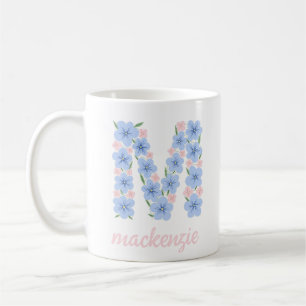 Pastell Floral Letter M Monogramm Kaffeetasse