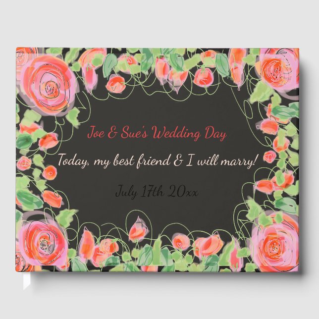 Pastell floral mit schwarz gästebuch (Vorderseite)