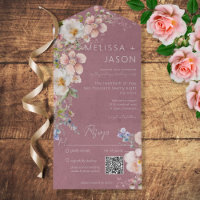 Pastell Floral Modern Dusty Pink QR Code