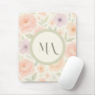 Pastell Floral Monogramm Mousepad - Personalisiert