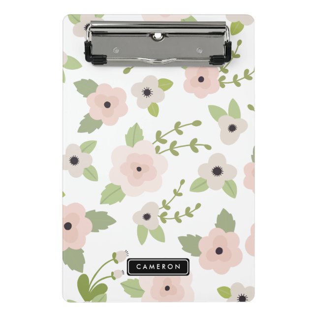 Pastell floral Muster Personalisiert Mini Clipboar Klemmbrett (Vorderseite)