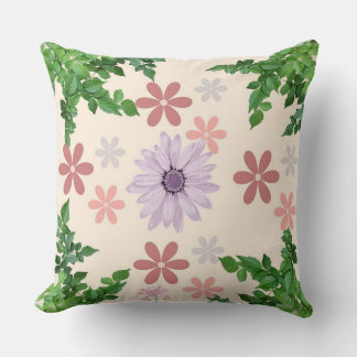Pastell Floral Pillow mit Lavender Daisy & Green L Kissen