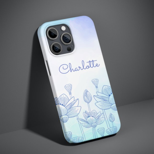 Pastell Floral Silhouette Overlay Personalisierter Case-Mate iPhone Hülle (Von Creator hochgeladen)