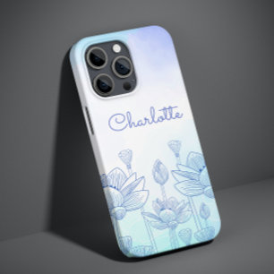 Pastell Floral Silhouette Overlay Personalisierter Case-Mate iPhone 14 Pro Hülle