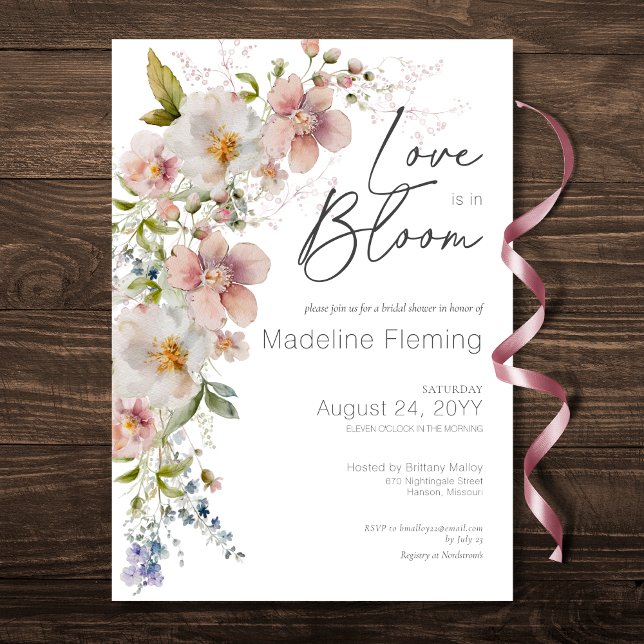 Pastell florale Moderne Liebe im blühenden Brautpa Einladung (Pastel Floral Modern Love In Bloom Bridal Shower Invitation)
