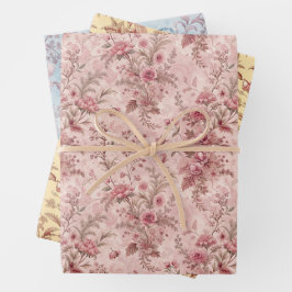 Pastell-Französische Toile Geschenkpapier Set