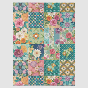 Pastell-Frühlings-Blumen-Patchwork-Decoupage-Papie Seidenpapier