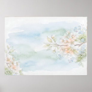 Pastell-Frühlingsblüten-Zweig-Wasserfarbenposter Poster