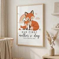 Pastell-Fuchs-Mutter-Baby-Erster-Muttertag-Nursery