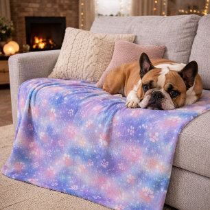Pastell-Galaxie-Pfotenabdrücke – Süßer Kosmischer Sherpadecke