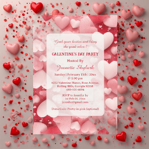 Pastell Galentine's Day Party Herzen Modern Elfenb Acryleinladungen
